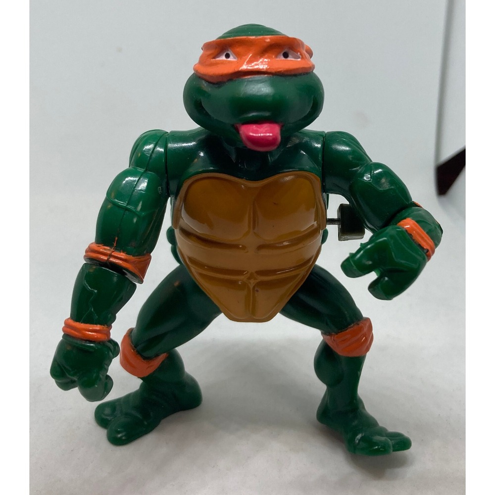 1989 TMNT Wacky Action Mike Michelangelo Tongue Spinning Arm Ninja Turtles WORKS